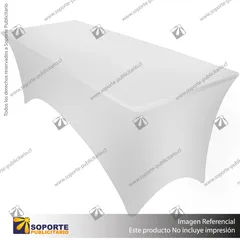FUNDA MANTEL PARA MESA PUBLICITARIA DE 152 A 180 CMS COLOR BLANCO
