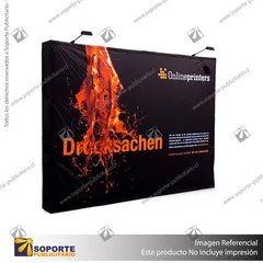 PANEL ARAÑA TEXTIL RECTO DOBLE GRAFICA 5 CUERPOS (375*230 CMS) + CARRO BASICO + FOCOS HALOGENO
