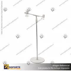 PORTA GRAFICA MINI T EXTENSIBLE MEDIDA AJUSTABLE 19.5*30 A 53 CMS CON PINZAS Y BASE REDONDA DE ABS