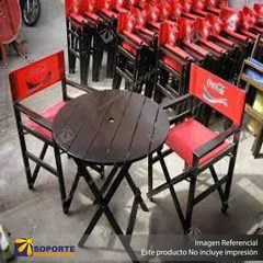SILLA TIPO DIRECTOR DE MADERA COLOR ROJO