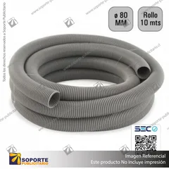 TUBO CORRUGADO GRIS 80MM 10 MTS