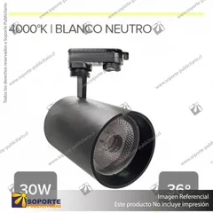 VERSALLES - FOCO LED TRACK LIGHT TRIFASICO COB 30W 4000K NEGRO 36