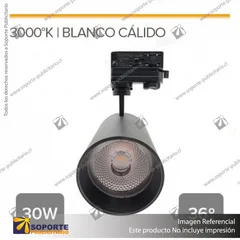 VERSALLES - FOCO LED TRACK LIGHT TRIFASICO COB 30W 3000K NEGRO 36