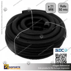 TUBO CORRUGADO NEGRO 21MM ROLLO 50 MTS