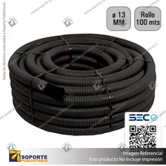 TUBO CORRUGADO NEGRO 13MM ROLLO 100 MTS