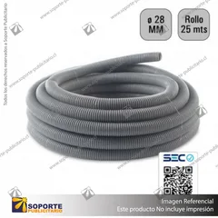 TUBO CORRUGADO GRIS 28MM ROLLO 25 MTS