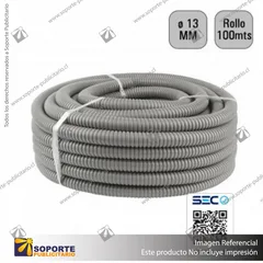 TUBO CORRUGADO GRIS 13MM ROLLO 100 MTS