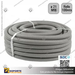 TUBO CORRUGADO GRIS 21MM ROLLO 100 MTS