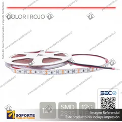 CINTA LED 12W 12V 120L ROJO (ROLLO 5 MTS)