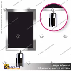 PORTA GRAFICA VERTICAL CROMADA PARA SEPARADOR CON CINTA RETRACTIL