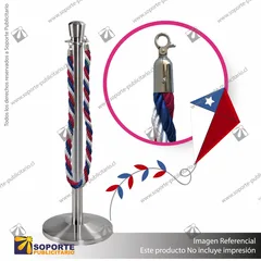 SEPARADOR DE FILAS CORONA CROMADA CON CORDON TRICOLOR