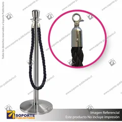 SEPARADOR DE FILAS CORONA CROMADA CON CORDON NEGRO