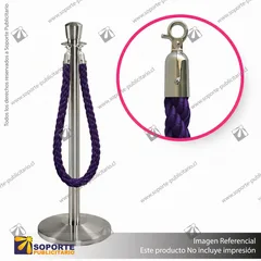 SEPARADOR DE FILAS CORONA CROMADA CON CORDON MORADO