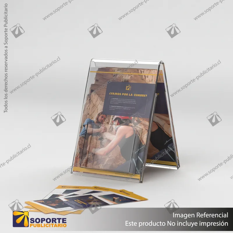 PORTA FOLLETO EN PORTA GRAFICA ACRILICO A5 (14.8*21 CMS) FORMATO A VERTICAL 1.5 MM