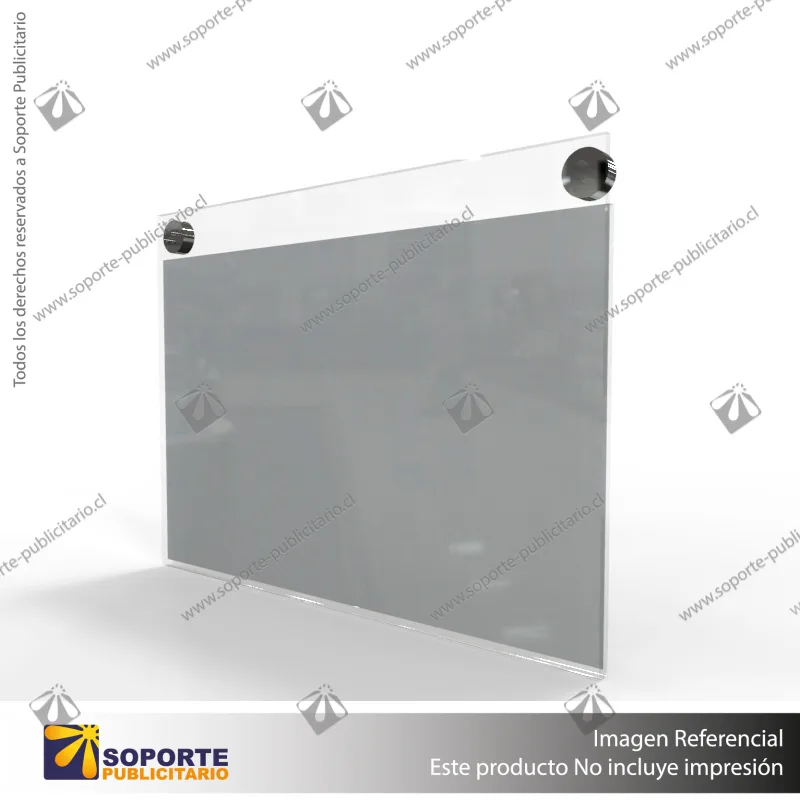 PORTA GRAFICA ACRILICO CON TARJETERO A6 (10.5*14.8 CMS) MURO HORIZONTAL 2 MM + SET EMBELLECEDOR