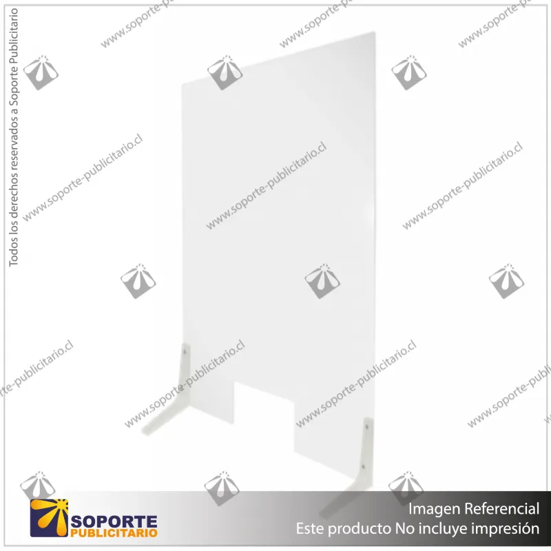 SEPARADOR DE MESON ACRILICO 4 MM 120*58 CMS HORIZONTAL CON VENTANILLA CON ESCUADRA ABS PARA ARMADO