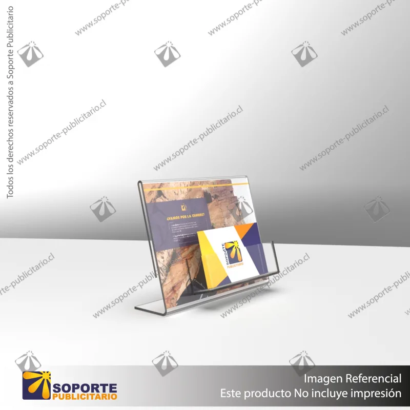 TARJETERO EN PORTA GRAFICA ACRILICO A6 (10.5*14.8 CMS) FORMATO L HORIZONTAL 1.5 MM