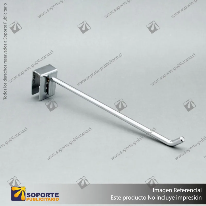 GANCHERA METALICA CROMADA SIMPLE PARA BARRA