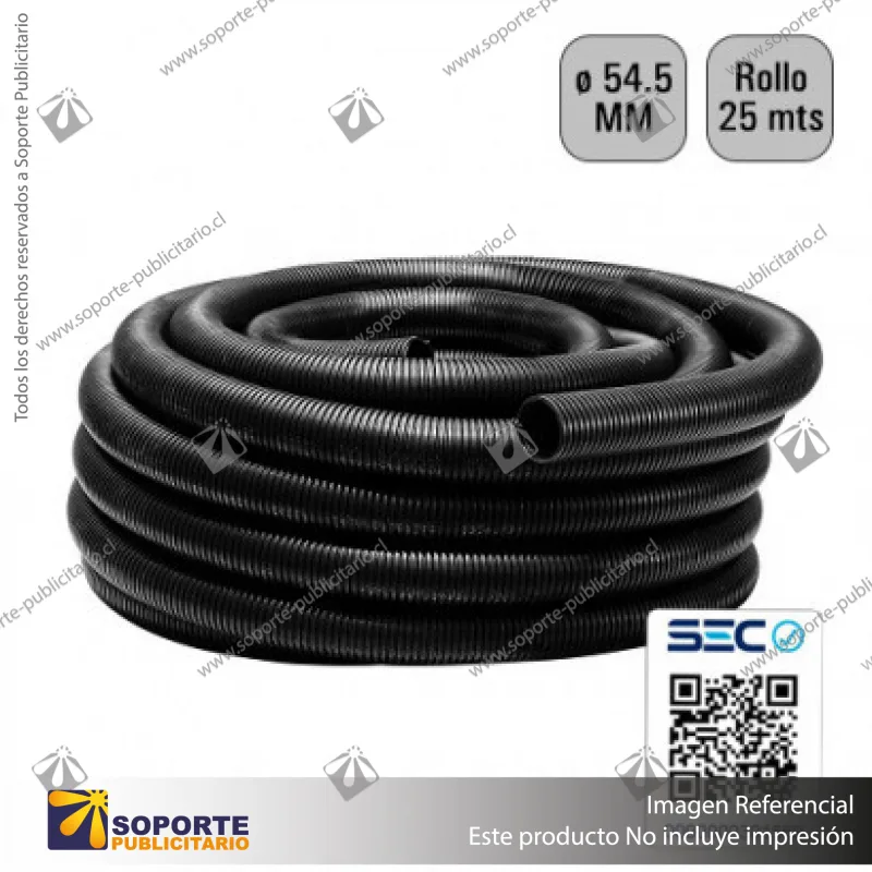 TUBO CORRUGADO NEGRO 54MM ROLLO 25 MTS