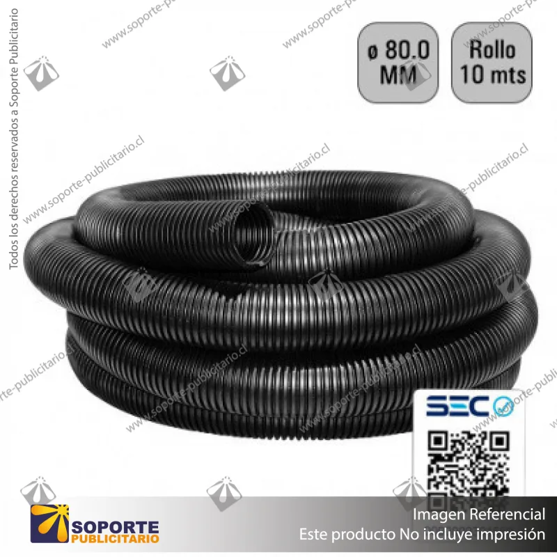 TUBO CORRUGADO NEGRO 80MM 10 MTS