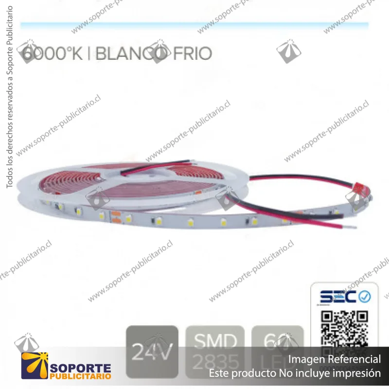CINTA LED 4.8W 24V 60L FRIO (ROLLO 5 MTS)