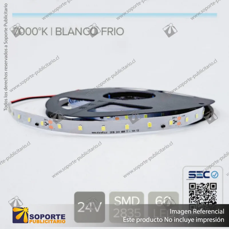 CINTA LED 7.2W 24V - BLANCO FRIO (ROLLO 10 MTS)