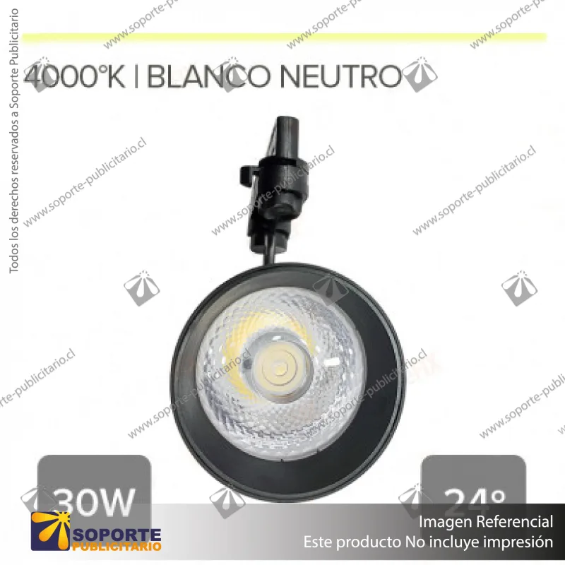 VERSALLES - FOCO LED TRACK LIGHT TRIFASICO COB 30W 4000K NEGRO 24