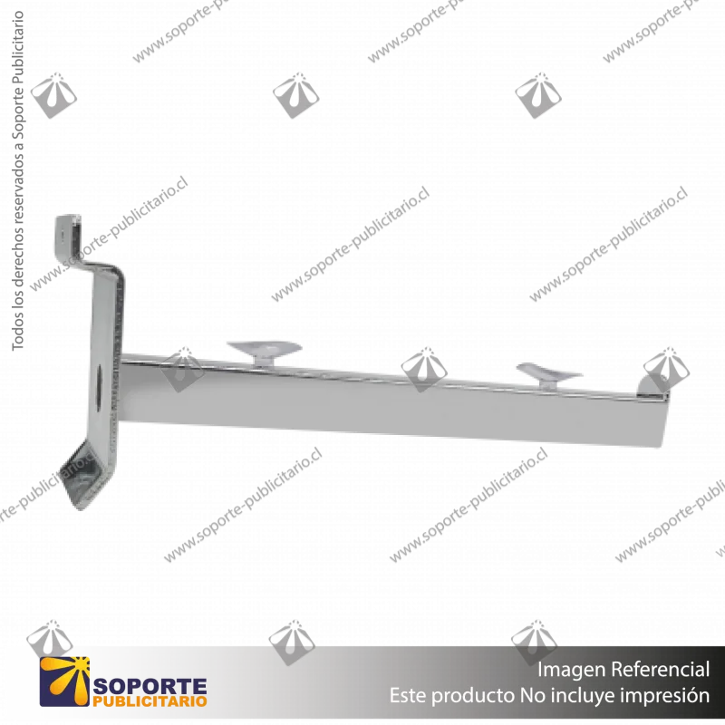 SOPORTE DE REPISA RECTANGULAR A PANEL RANURADO CON VENTOSAS 25 CM
