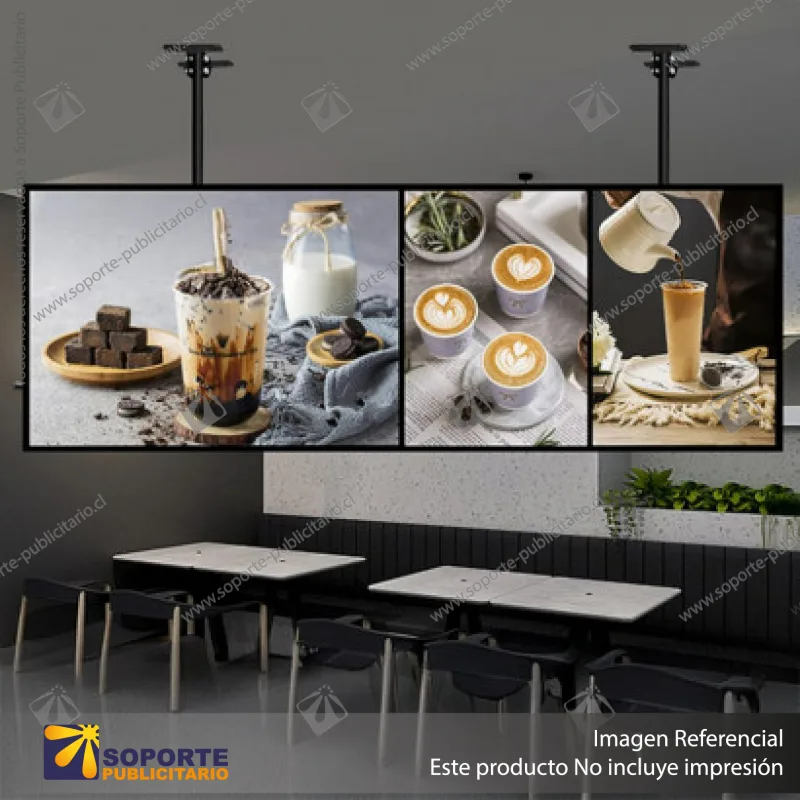 PANEL MENU SLIM BOX COLGANTE NEGRO CON BRAZO TELESCOPICO (400X600)