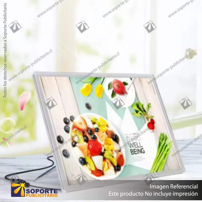 PANEL MENU SLIM BOX 1 CARA A4 CON PINES (225X304) COLOR PLATEADO