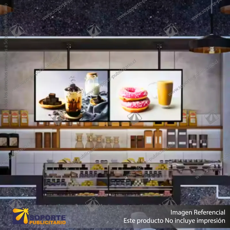 PANEL MENU SLIM BOX COLGANTE NEGRO CON BRAZO TELESCOPICO (600X900)