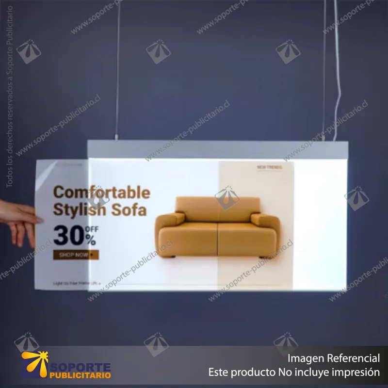PANEL MENU SLIM BOX DOBLE CARA COLGANTE PIOLAS (1200X450) COLOR PLATEADO