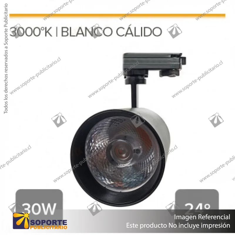VERSALLES - FOCO LED TRACK LIGHT TRIFASICO COB 30W 3000K NEGRO 24