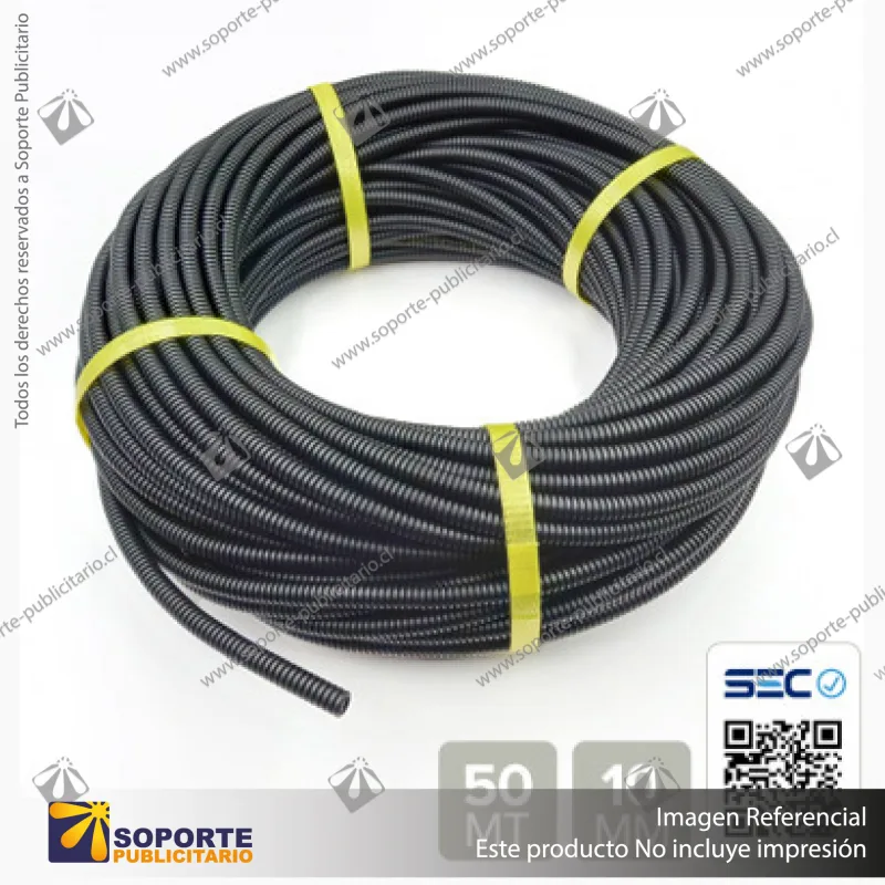 TUBO CORRUGADO NEGRO 10MM ROLLO 50 MTS