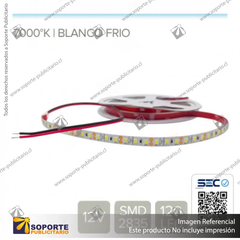 CINTA LED 14.4W 12V 120L FRIO (ROLLO 5 MTS)