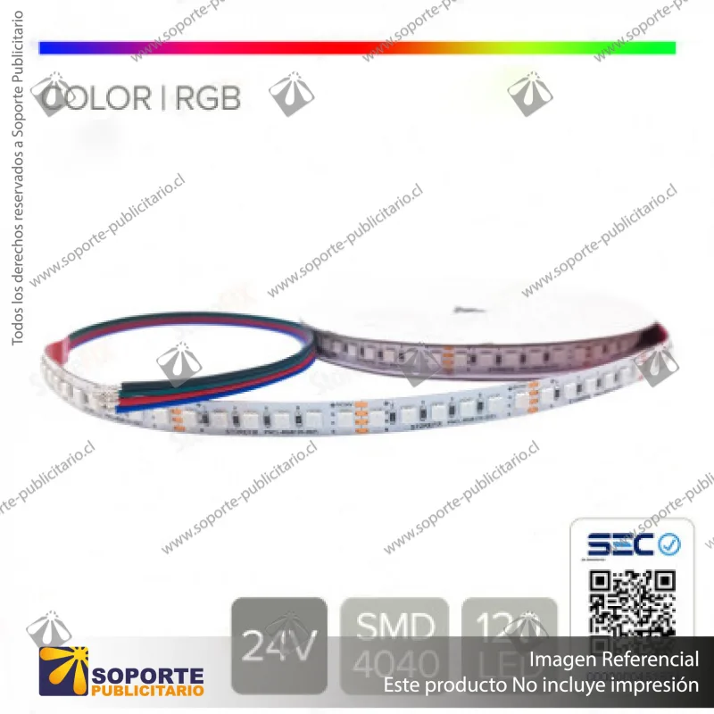 CINTA LED 14.4W 24V 120L RGB 4040 (ROLLO 5 MTS)