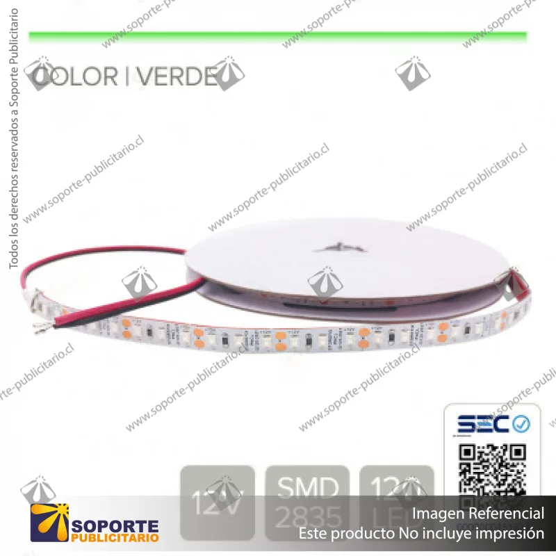 CINTA LED 12W 12V 120L VERDE (ROLLO 5 MTS)