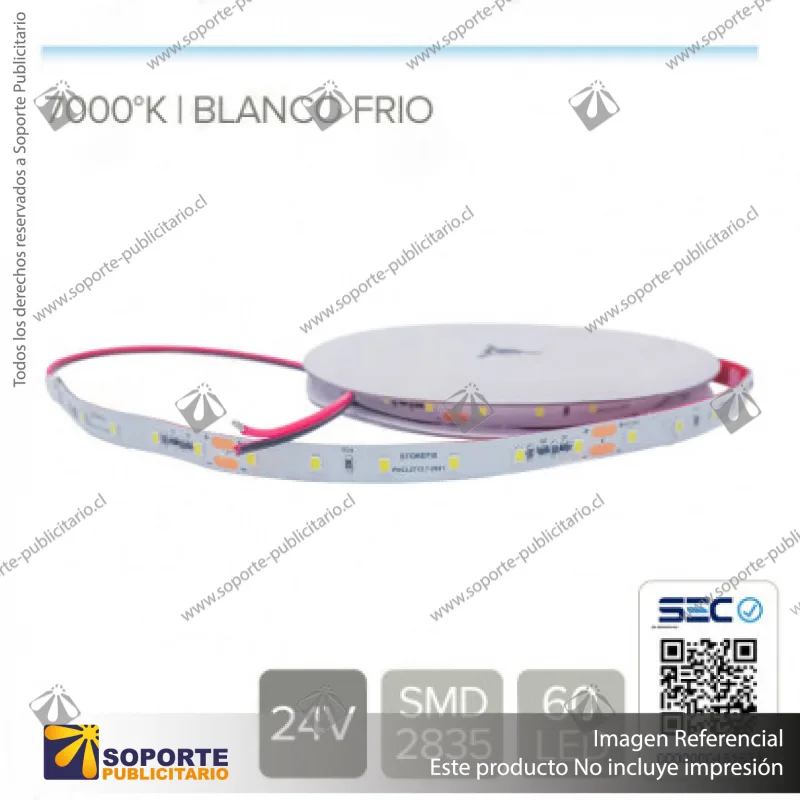 CINTA LED 13.2W 24V 60L FRIO 7500K (ROLLO 5 MTS)