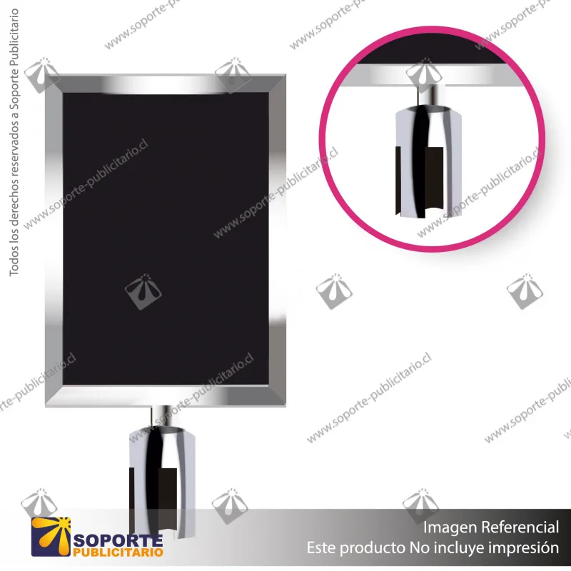 PORTA GRAFICA VERTICAL CROMADA PARA SEPARADOR CON CINTA RETRACTIL
