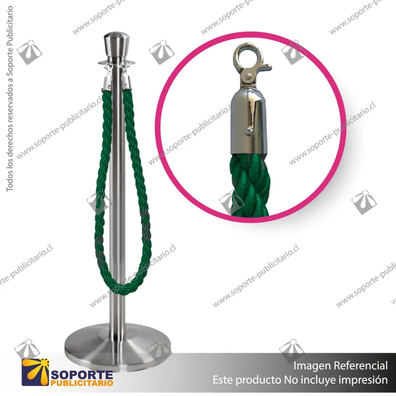 SEPARADOR DE FILAS CORONA CROMADA CON CORDON VERDE
